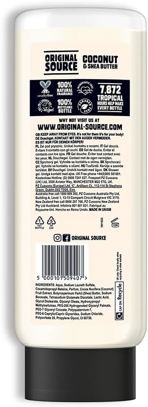 Original Source Mint & Tea Tree Shower Gel, 100 Percent Natural Fragrance, Vegan, Cruelty Free, Paraben Free, Large Bottle, 750 ml