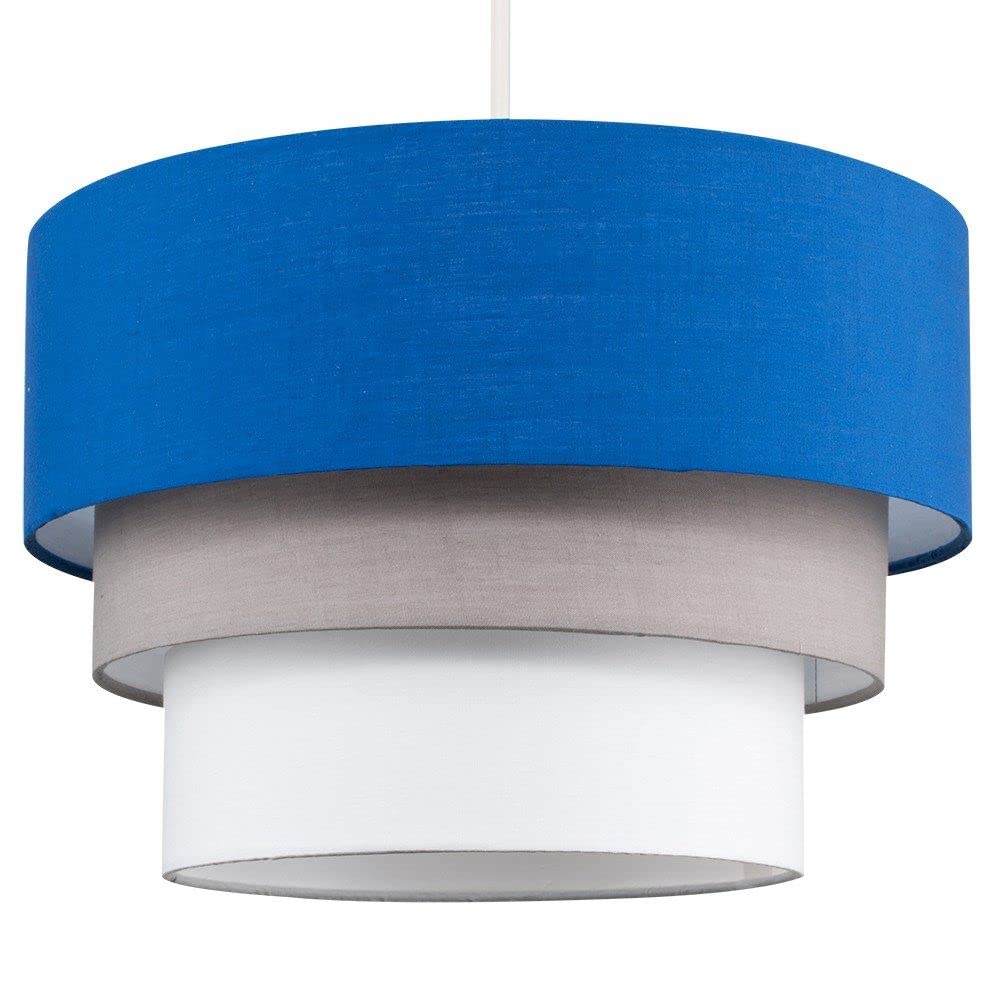 MiniSun | Round Modern 3 Tier Fabric Ceiling Pendant Light Shade in Black | Pendant Lights, Home Décor & Improvement Essential | 30cm Shade Width