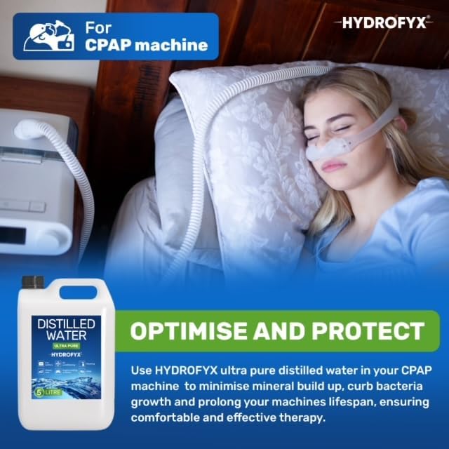 HYDROFYX 5L Distilled Water – 0 PPM TDS Mineral Free Water for CPAP Machines, Humidifiers, Steam Irons & Car Batteries – Made in UK