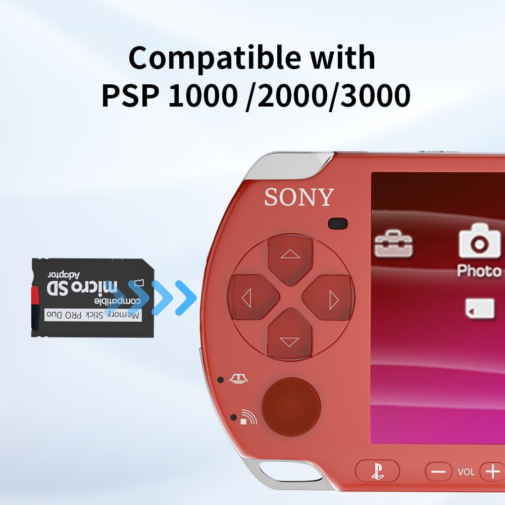 PSP Memory Stick Adapter: Micro SD to PSP Memory Stick PRO Duo MagicGate Card for Playstation Portable, Camera, Handycam