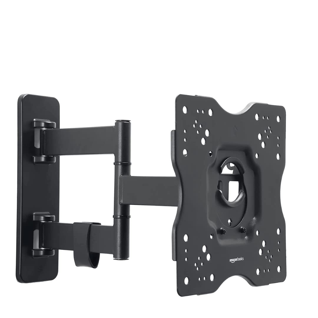 Amazon Basics TV Wall Mount, Full Motion Swivelling Tilting TV Bracket for 12-40 Inch Flat and Curved TV or Monitor up to 36 kg, Max VESA 200x200 mm, Black
