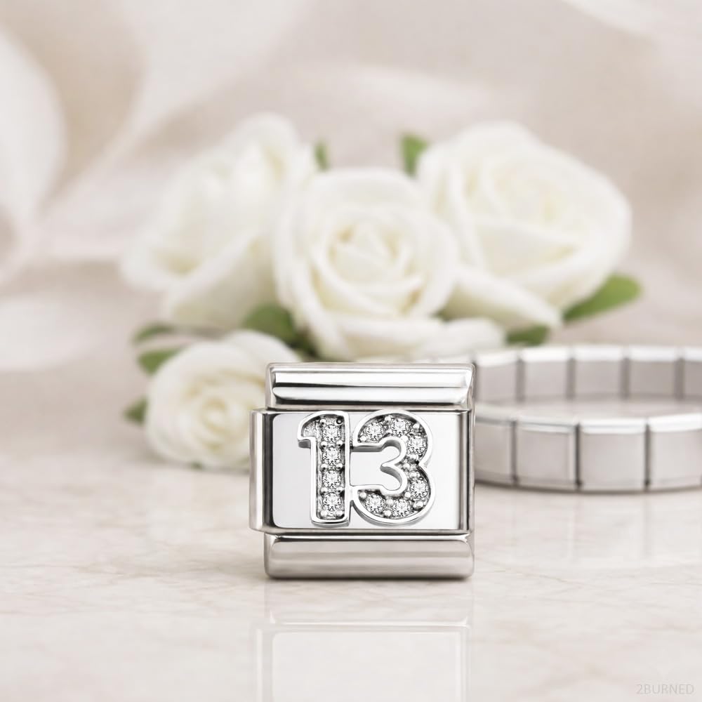 Italian Charm Link Number Birthday Milestones fit 9mm bracelet