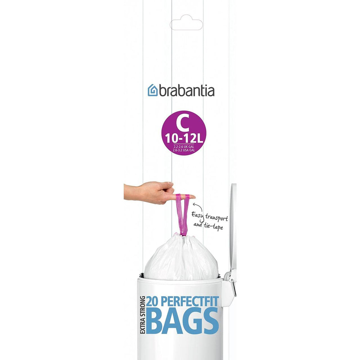 Brabantia Heavy Duty Perfect Fit Bin Liners (5 Packs of 20) 10-12 Litre