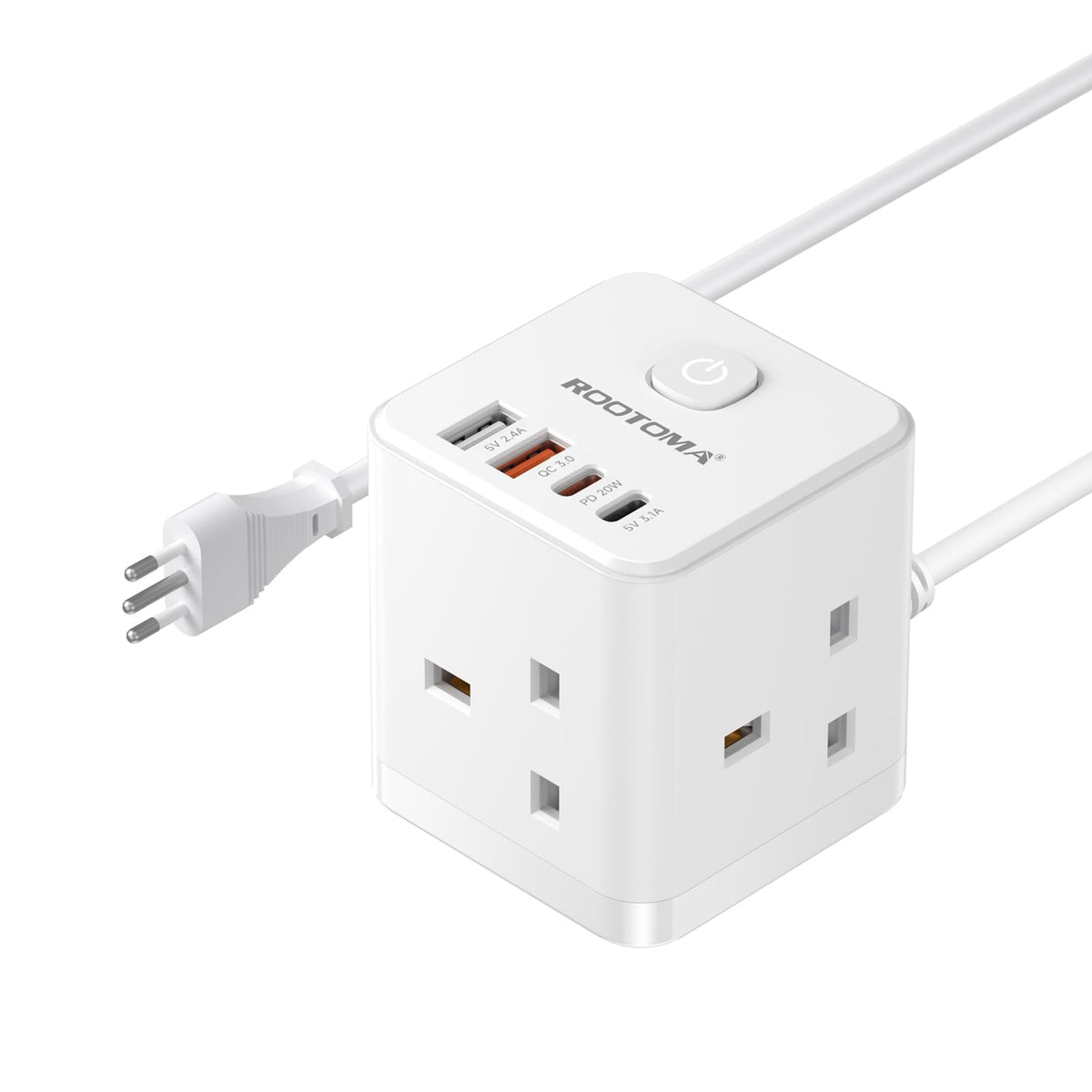 Japan Travel Adapter 3 Way 4 Fast Charging USB (QC3.0/PD20W)
