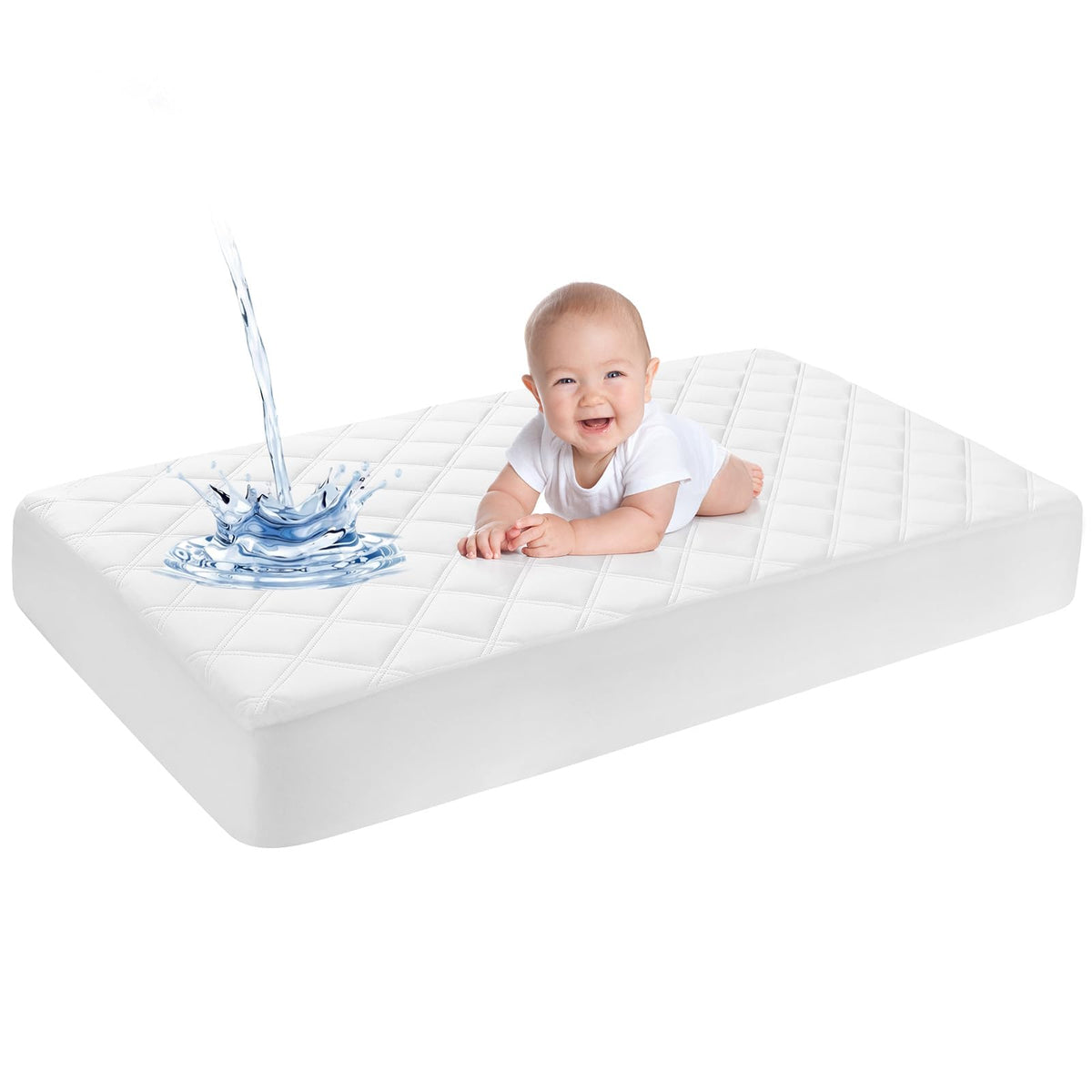 Yoofoss Waterproof Mattress Cover - Fitted Crib Mattress Protector - Hypoallergenic Baby Bed Sheet (60 X 120CM)