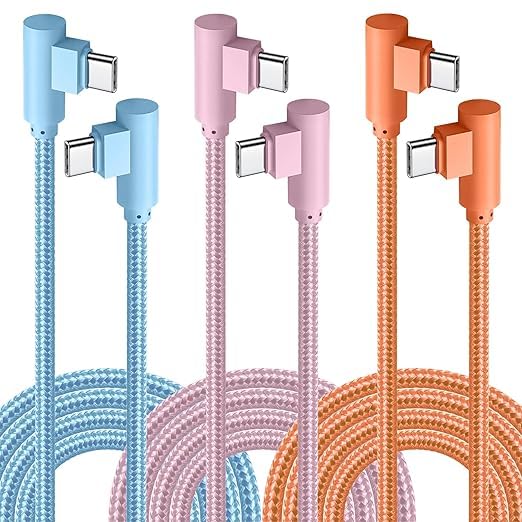 USB C to USB C Charger Cable 90 Degree [3-Pack 1.8M/6FT] 60W Fast Charging