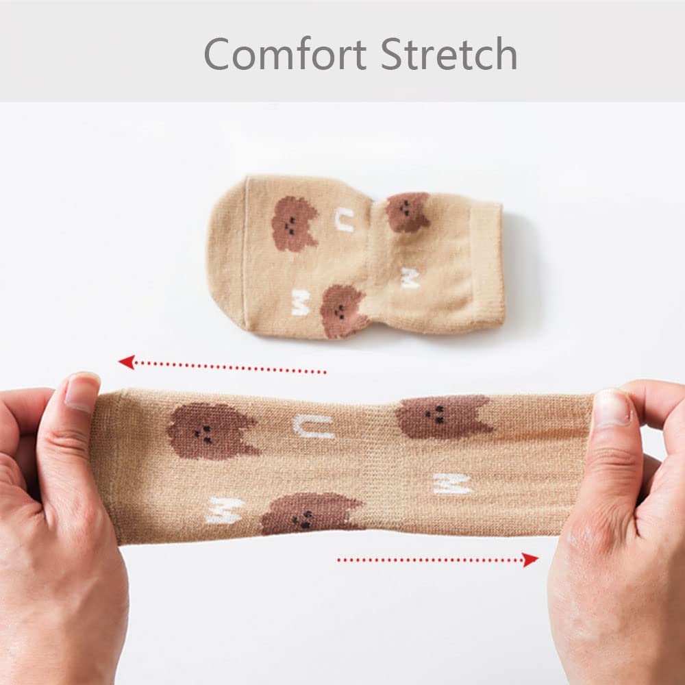 FedMois 5 Pairs Baby Kids Anti-slip Socks Cotton non skid Ankle Socks Animals