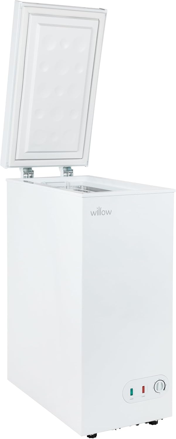 Willow WCF60W Freestanding 51L Chest Freezer with Removable Storage Basket, Suitable for Outbuildings and Garages, 2 Years Warranty - White