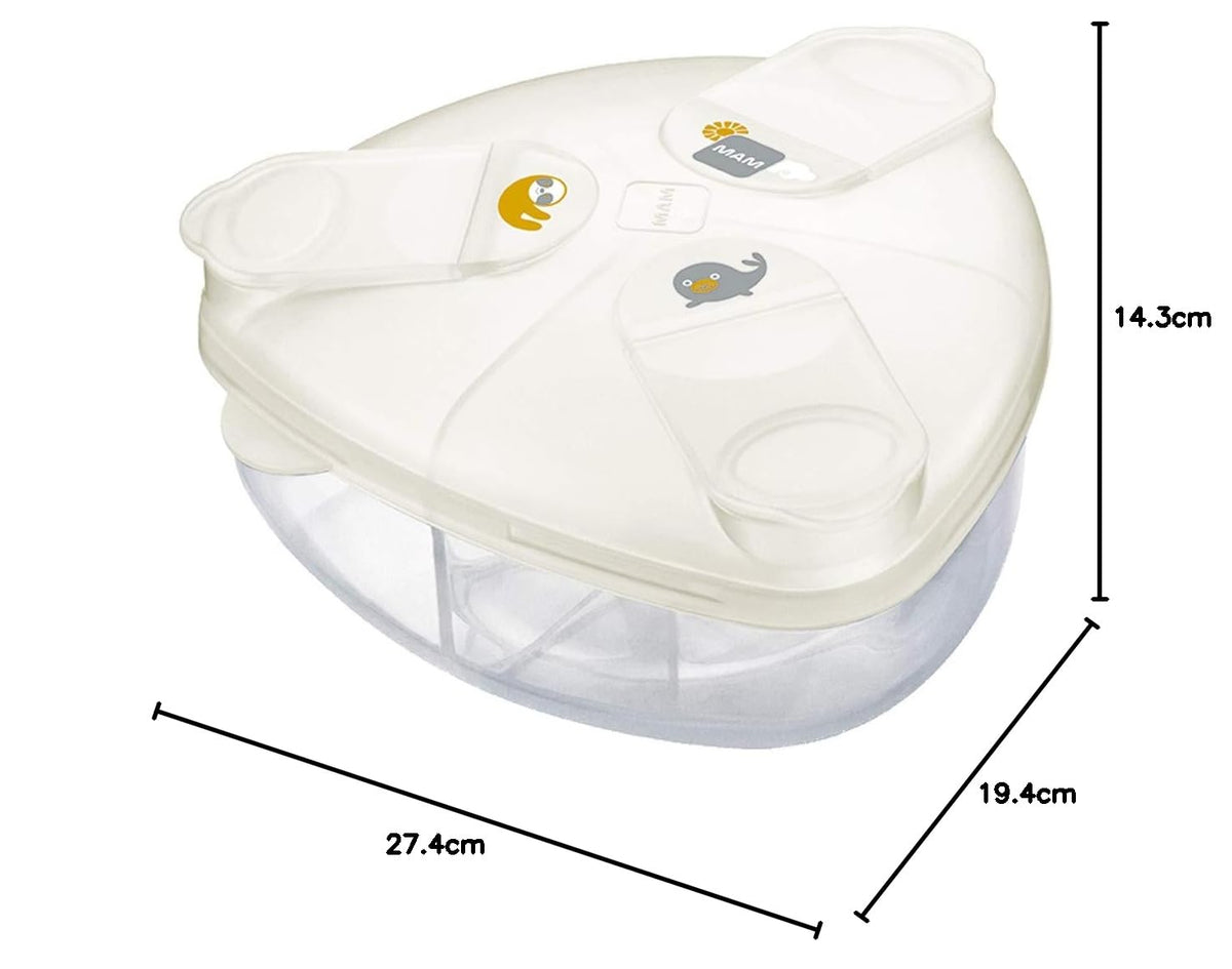MAM Formula Dispenser | Stores 40g Per Serving and Holds 3 Servings | Spill-Free Snap Cover for Easy Opening | Baby Accessories | Pink (Various Designs)