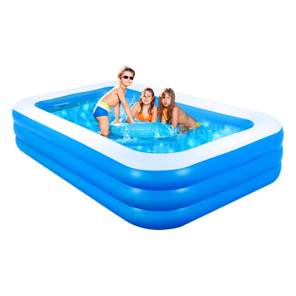 GALAXYER Rectangular Inflatable Paddling Pool — 205x125x45cm, 703 Litres | Family Garden Pool