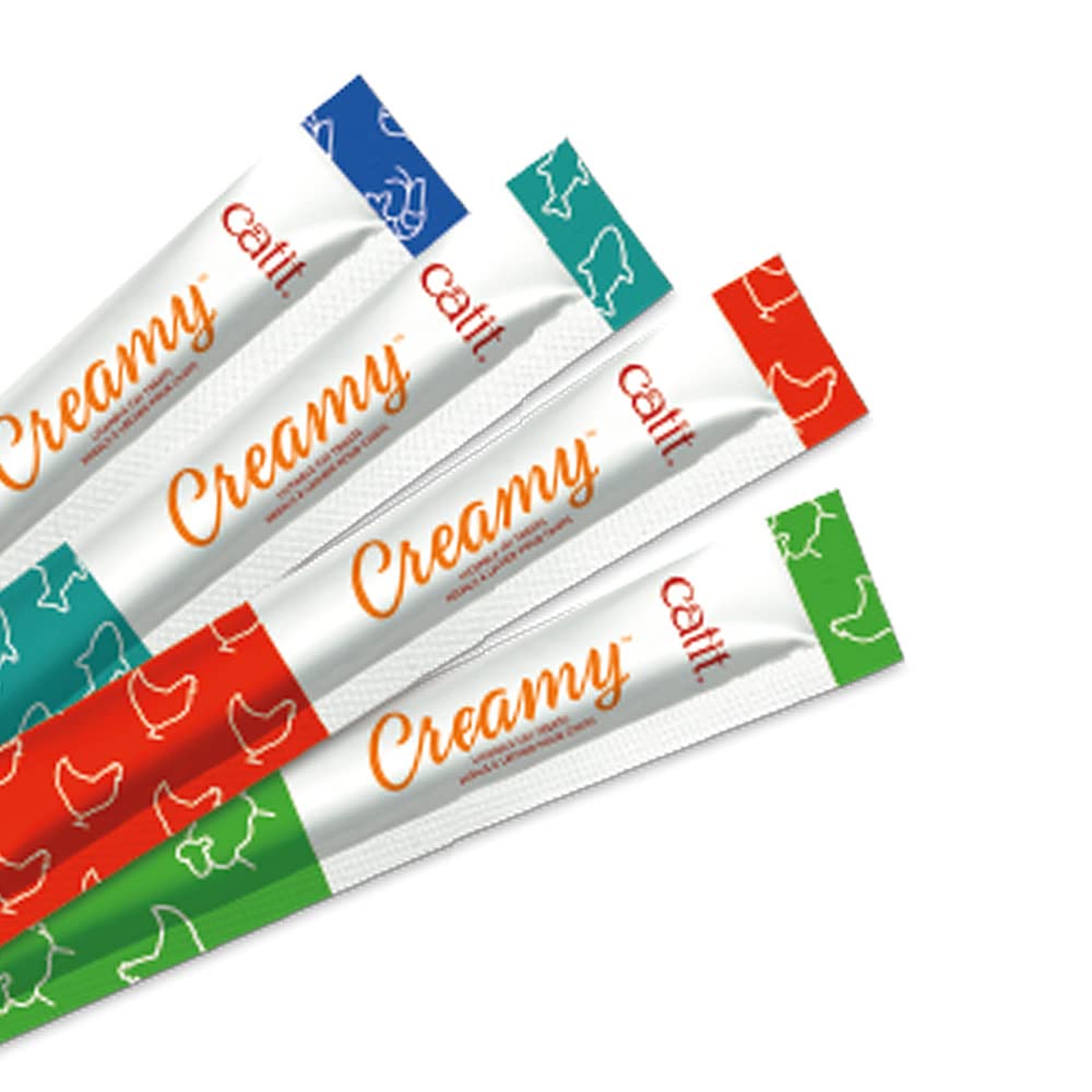 Catit Creamy Salmon & Prawn Lickable Cat Treats for Cats & Kittens 15x10g