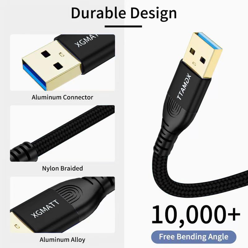 USB 3.0 Cable 1M,5Gbps High Speed Transfer USB Type A Male to Male Lead