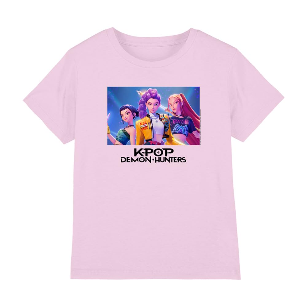 Kpop Demon Hunters Unisex Kids K-pop Demon Hunters - Heroic Huntrix Huntr/X Kids T Shirt, White T-Shirt (Pack of 1)