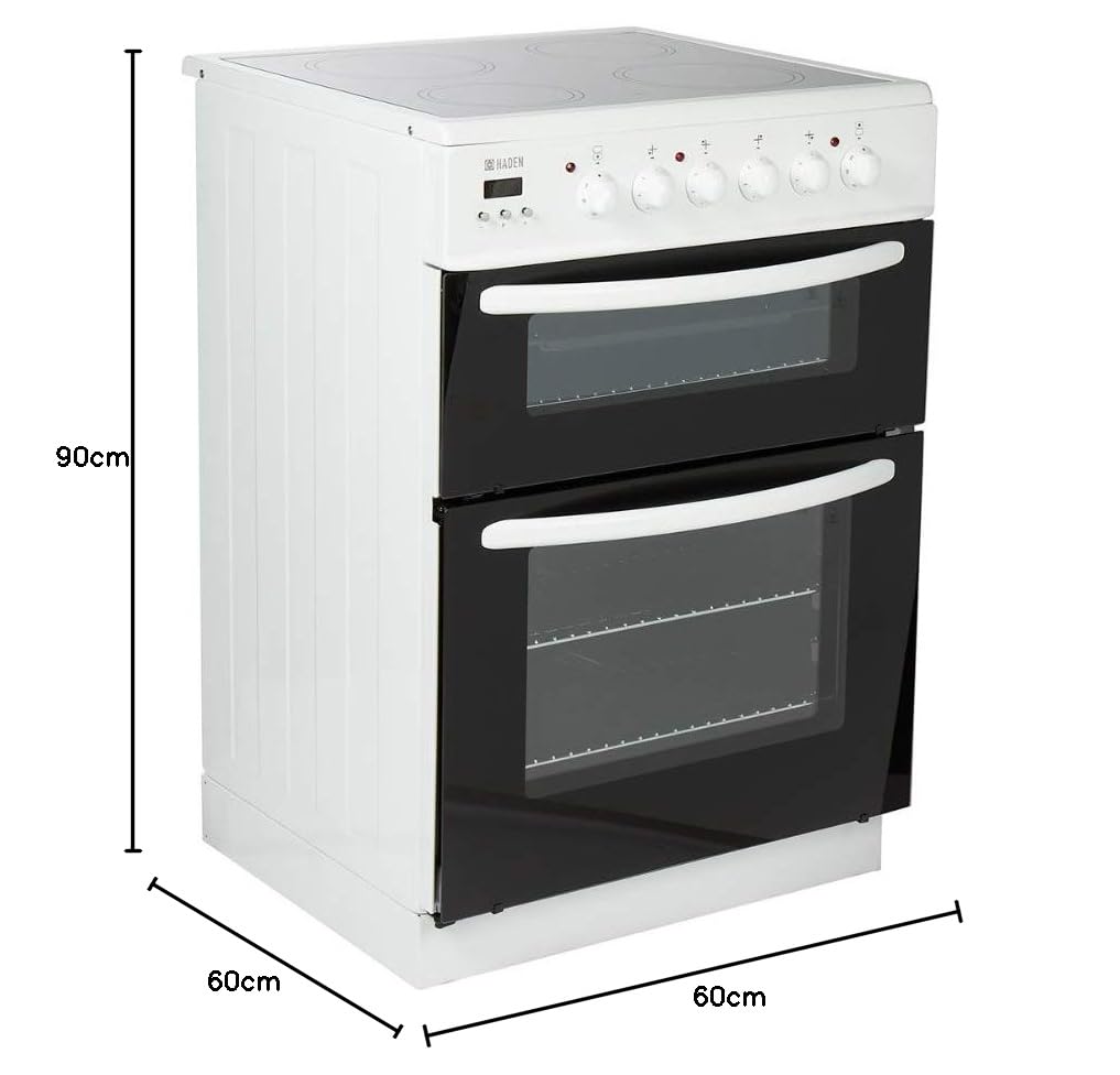 Haden Double Oven 50cm Electric Cooker 4 Zone Ceramic Hob White