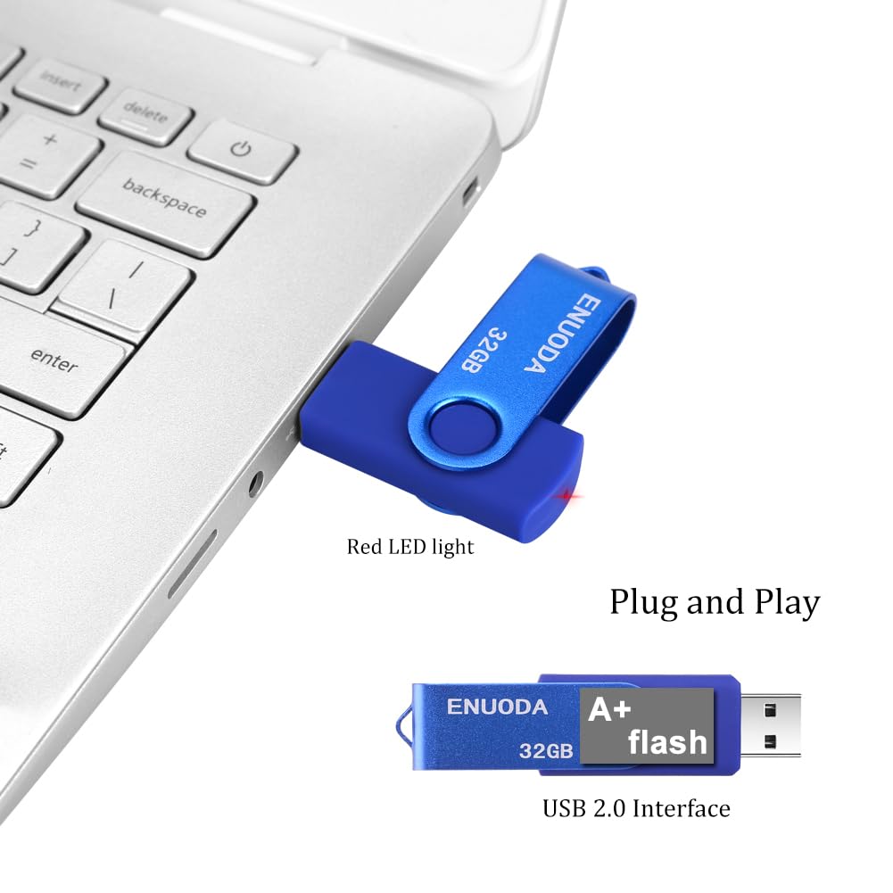 ENUODA Memory Stick 128GB USB 2.0 Flash Drives Swivel Design Storage Thumb Drive Pen Drive (Black)