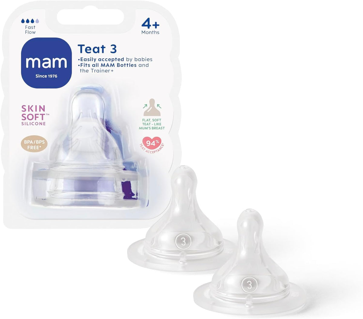 MAM Teats Size 2, Medium Flow, 2 Pack