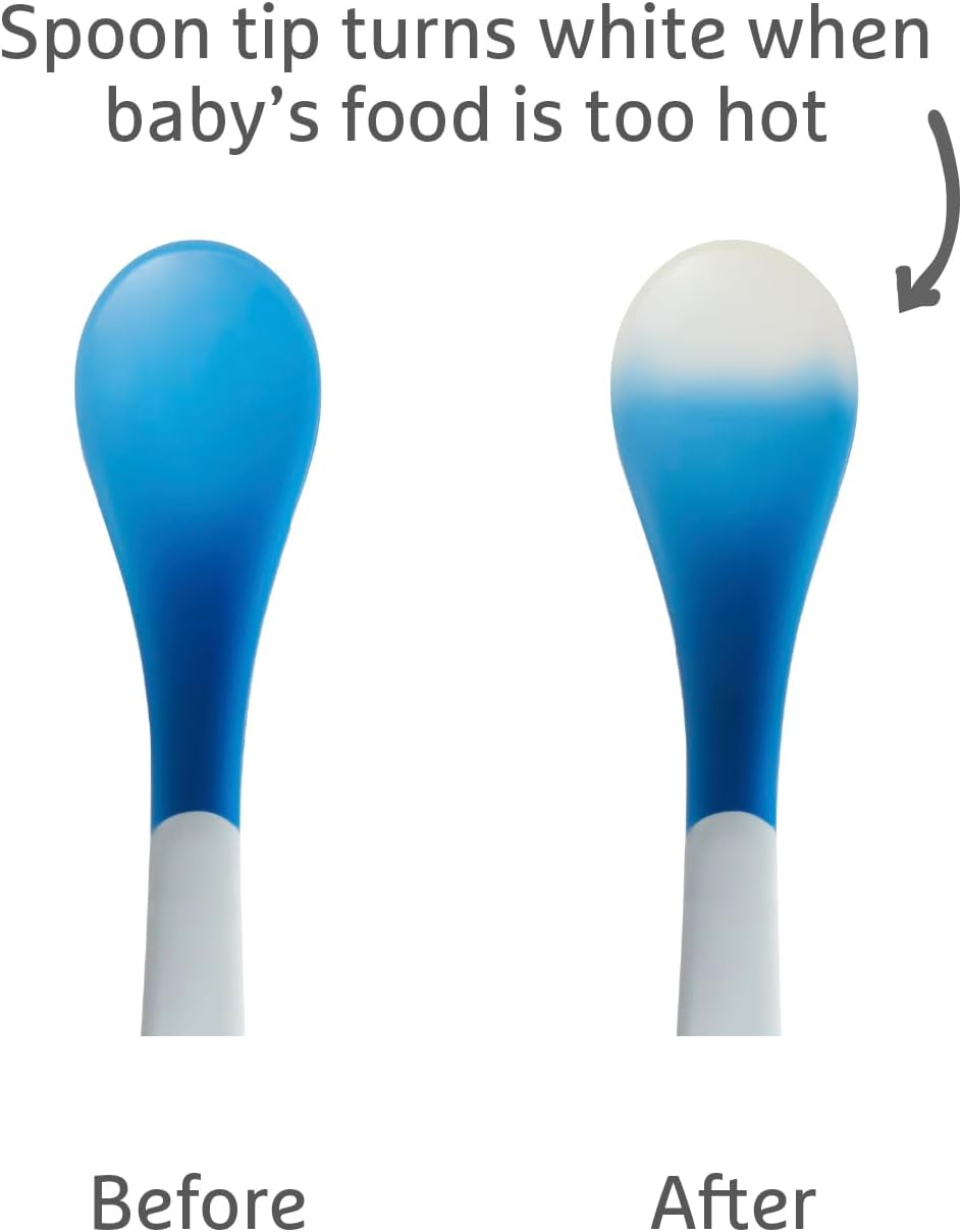 Munchkin White Hot Toddler & Baby Spoons| Baby Weaning Spoons Set with Colour Changing Heat Alert| Dishwasher Safe Plastic Cutlery| BPA Free| Baby Feeding Spoons & Dessert Spoons for Babies | 4 Pack