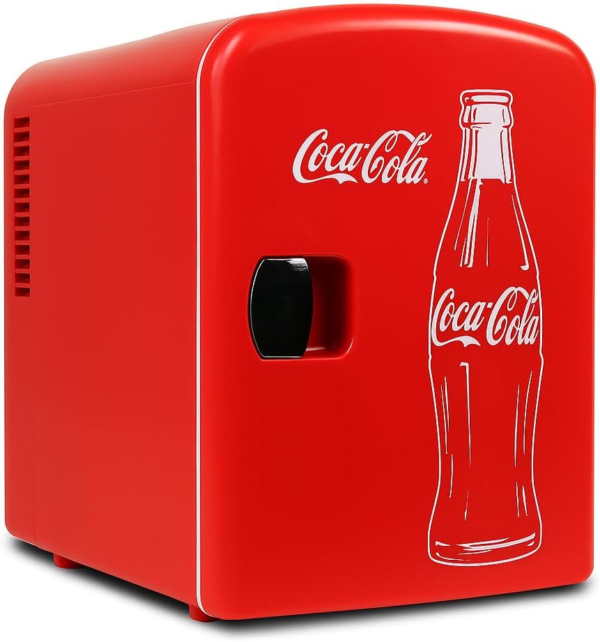 Koolatron Retro Mini Fridge For Bedrooms 12V Portable Cooler Refrigerator 4L Small 6 Can Table Top Quiet Mini Fridges For Skincare Food Drinks Kids Home Car & Travel Black