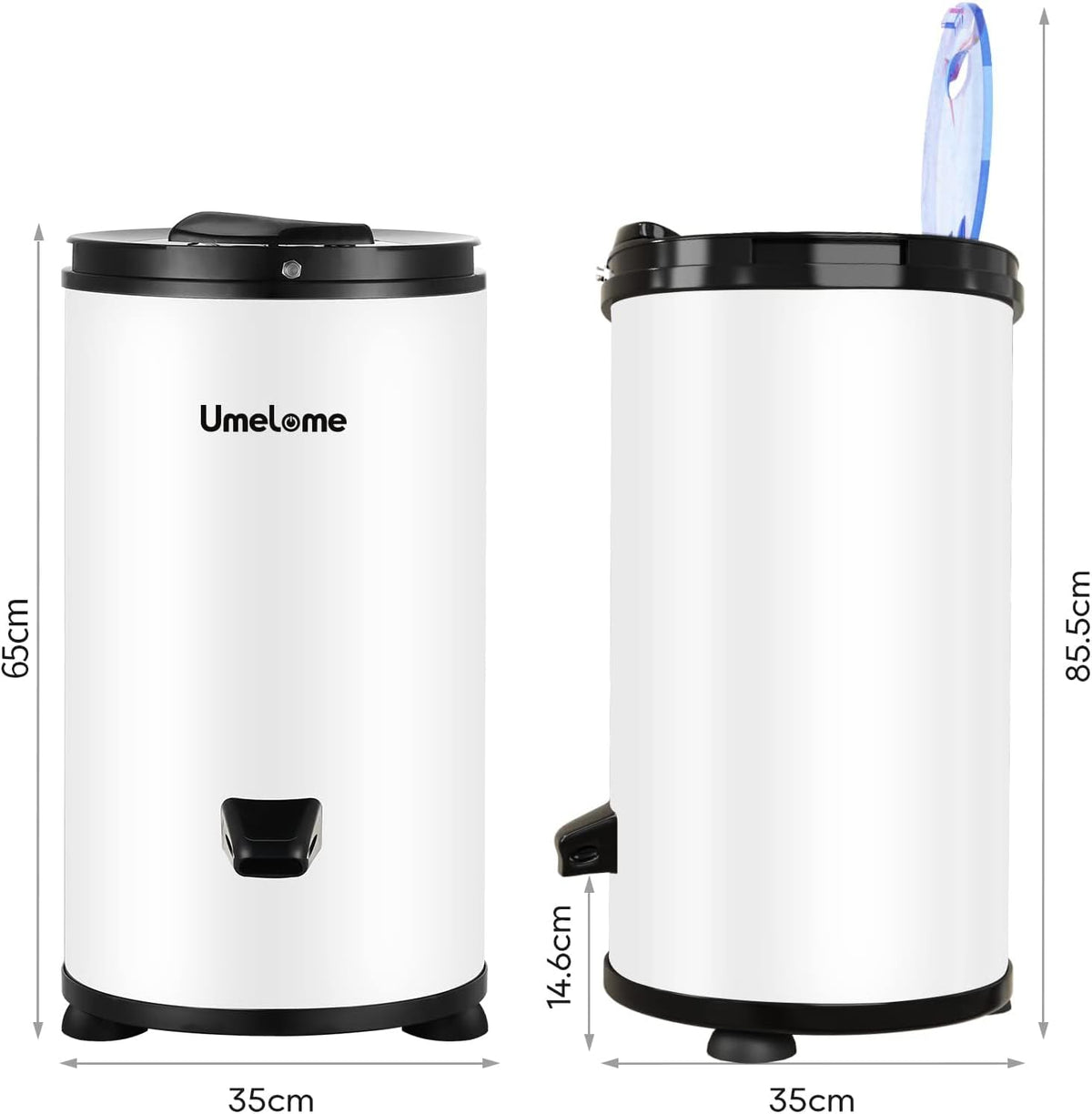Spin Dryer 6kg Umelome, 2800 RPM Energy Saving Clothes Spinner, White