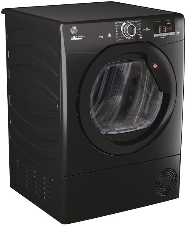 HLEC9DGB H-DRY 300 9 KG Large Capacity, Sensor Dry, 14 Programmes, B Energy, NFC Connected, Anti-Allergy, Anti- Crease, Delay Start, Freestanding Condenser Tumble Dryer - Black (HxWxDcm) - 59x60x85