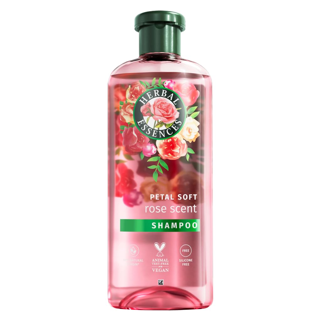 Herbal Essences Rose Scent Petal Soft Shampoo 650ml to Help Dry Hair Feel Silky and Nourished, Blended with Rose Essence and Natural Origin Ingredients, Silicone Free, Vegan and Cruelty Freerefers