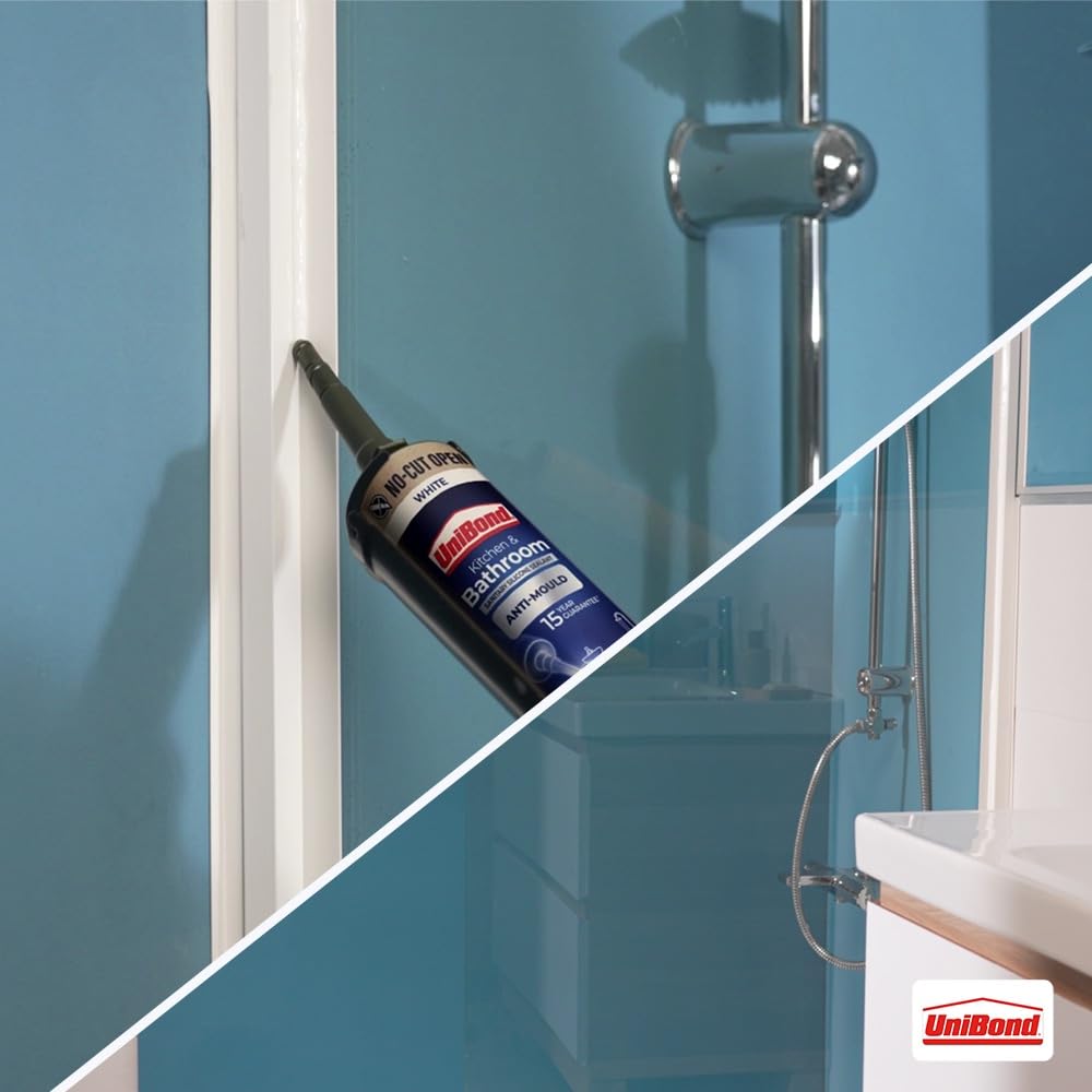 UniBond Kitchen & Bathroom Mould-Resistant White Sealant, 1 x 280 ml