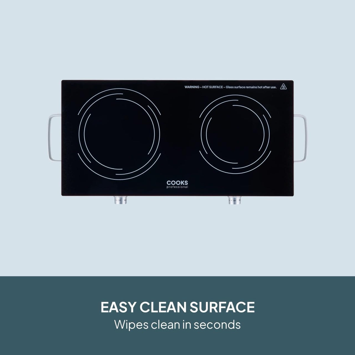 Cooks Professional Single Electric Ceramic Hob 2000W | Plug In Portable Hot Plate Powerful Countertop Stove with Non-Slip Feet, Side Handles & Knob Control | 17.5cm Diameter