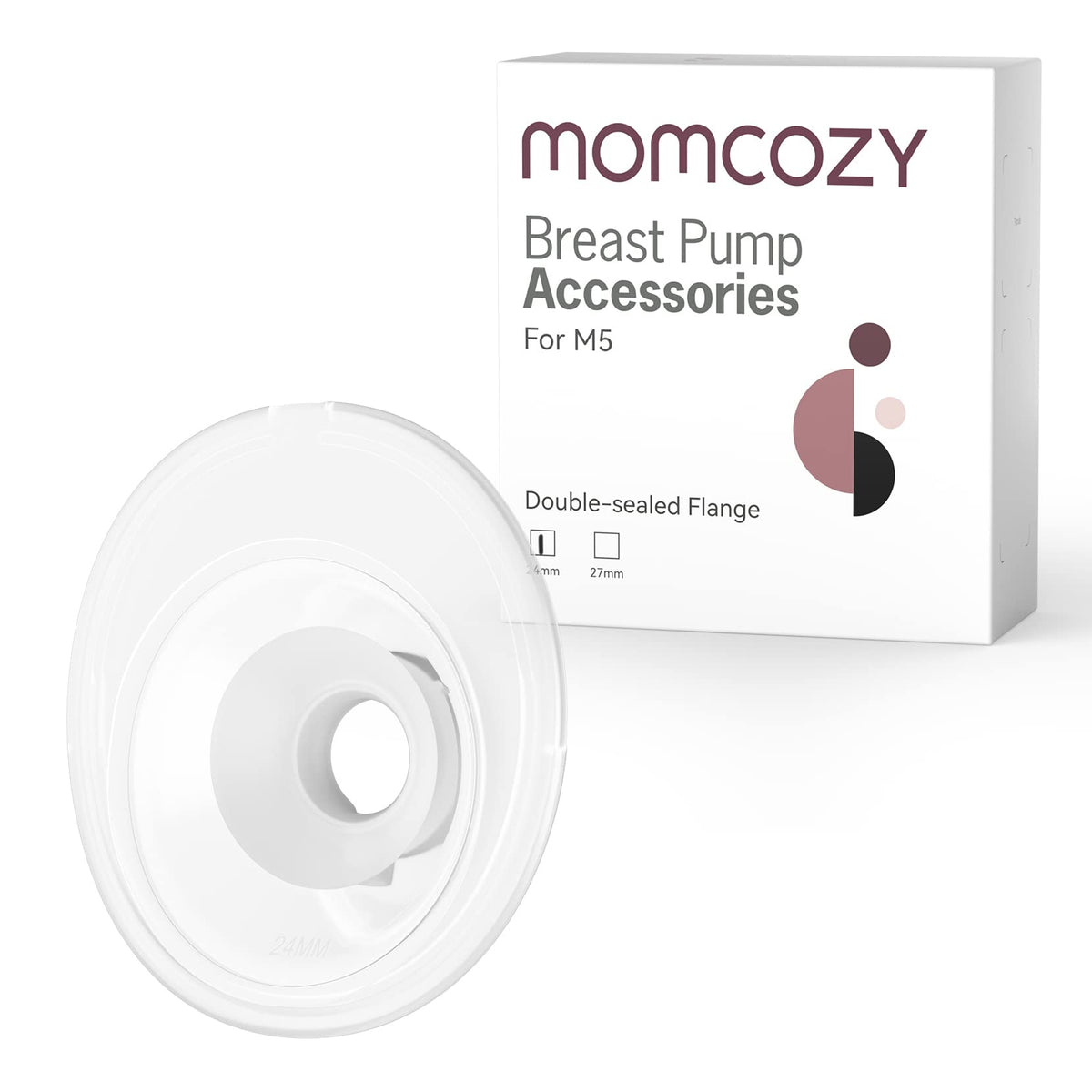 Momcozy Full Set Collector Cup Only Compatible with Momcozy M5 NOT for Others. Original M5 Breast Pump Replacement Accessories (160ml, with Double-Sealed Flange 24mm)
