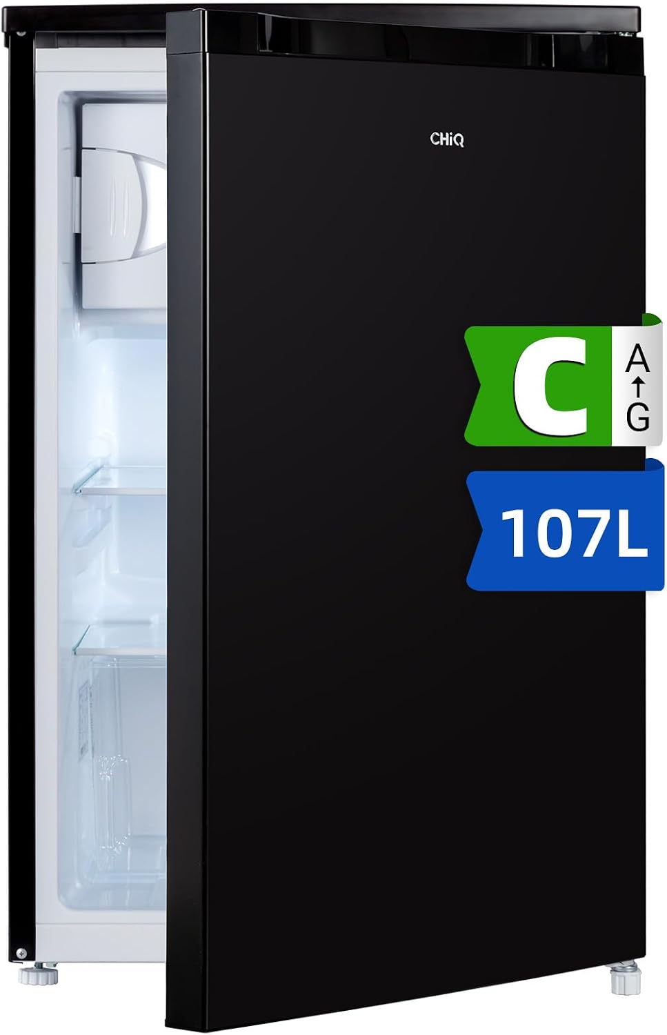 CHiQ 145L Upright Freezer with 4-Star Freezing & Reversible Door Black