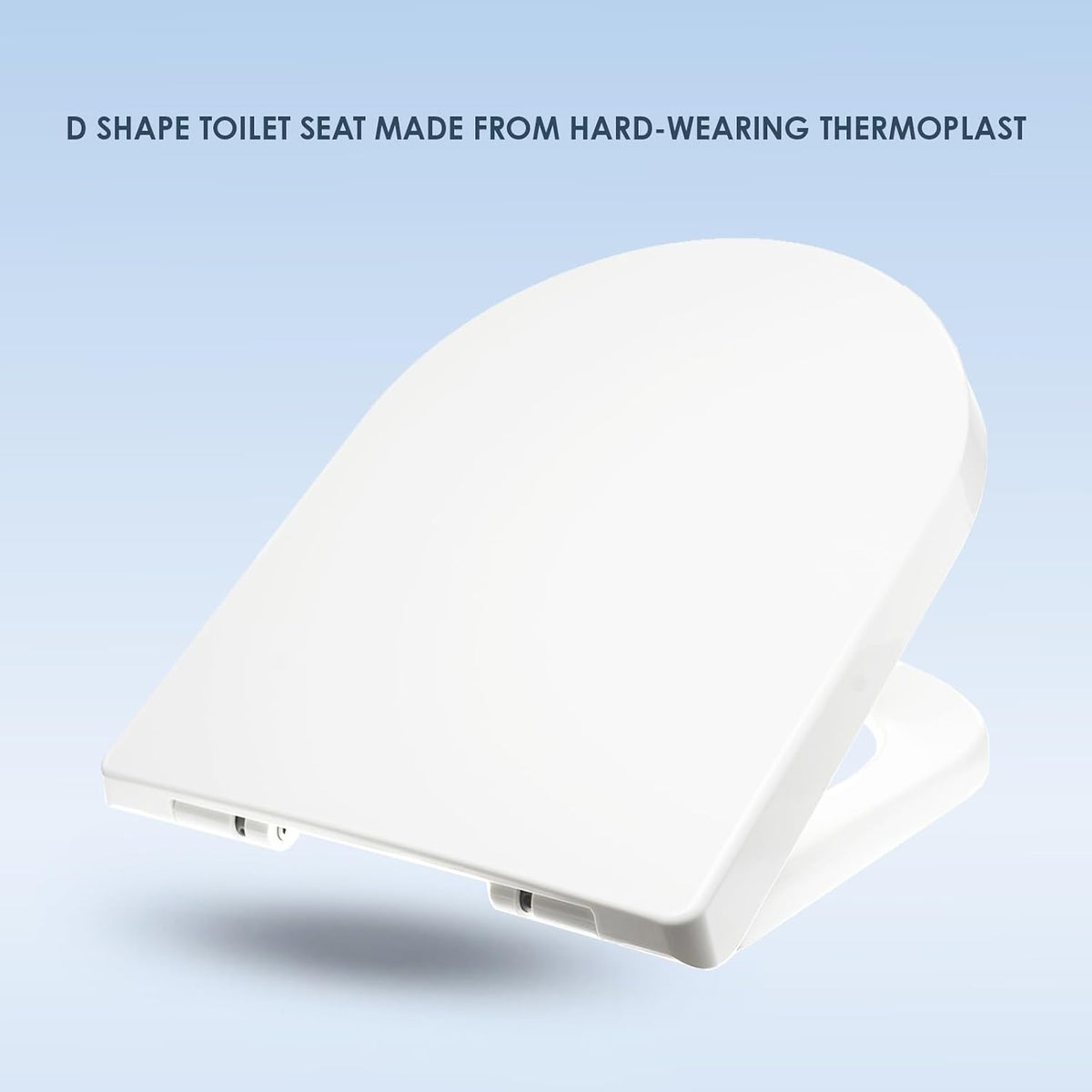 AQUALONA® Premium Thermoplastic Toilet Seat Soft Close Hardwearing Seat with Two Button Hinge Release D Shaped Easy to Clean Simple Installation Top and Bottom Fittings (White - D Shape)