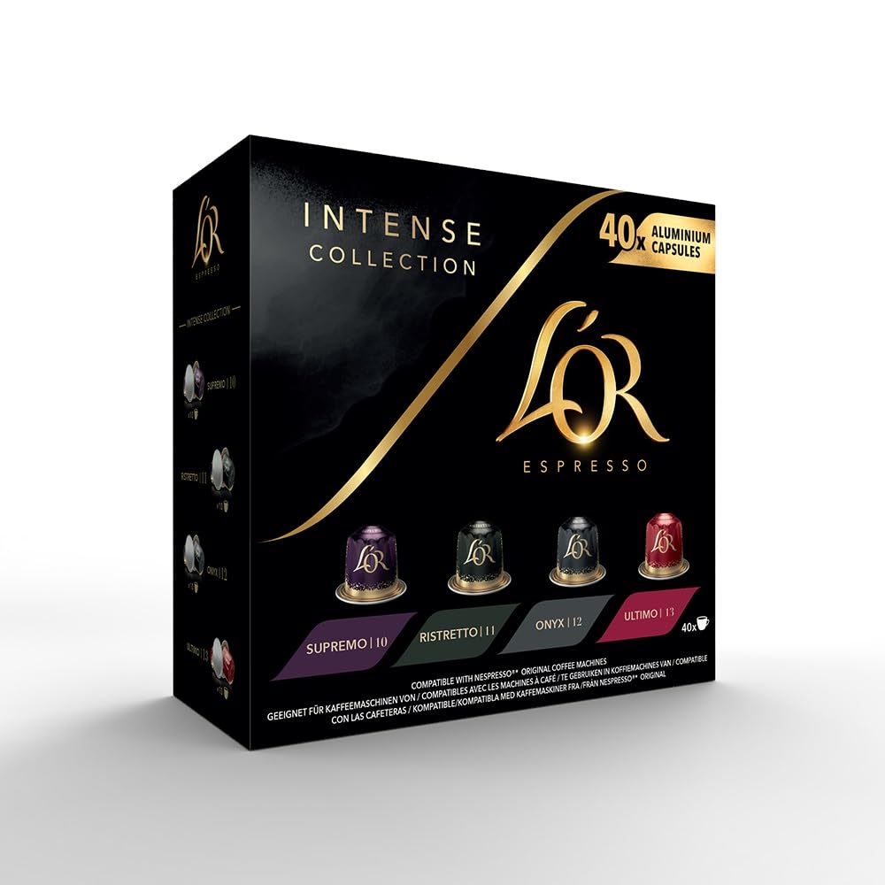 L'OR Espresso Intense Coffee Pods Variety Bundle (Pack of 12, Total 120 Capsules) Nespresso®* Compatible