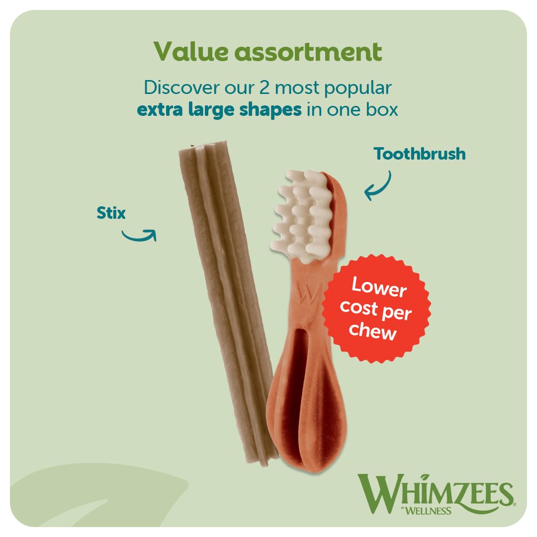 WHIMZEES Variety Box Dental S, 56 Pieces – Mixed Shapes, Size S, Dog Chews for Small Breeds, Natural and Grain Free, Rawhide-Free, Vegetarian, No Added Sugar