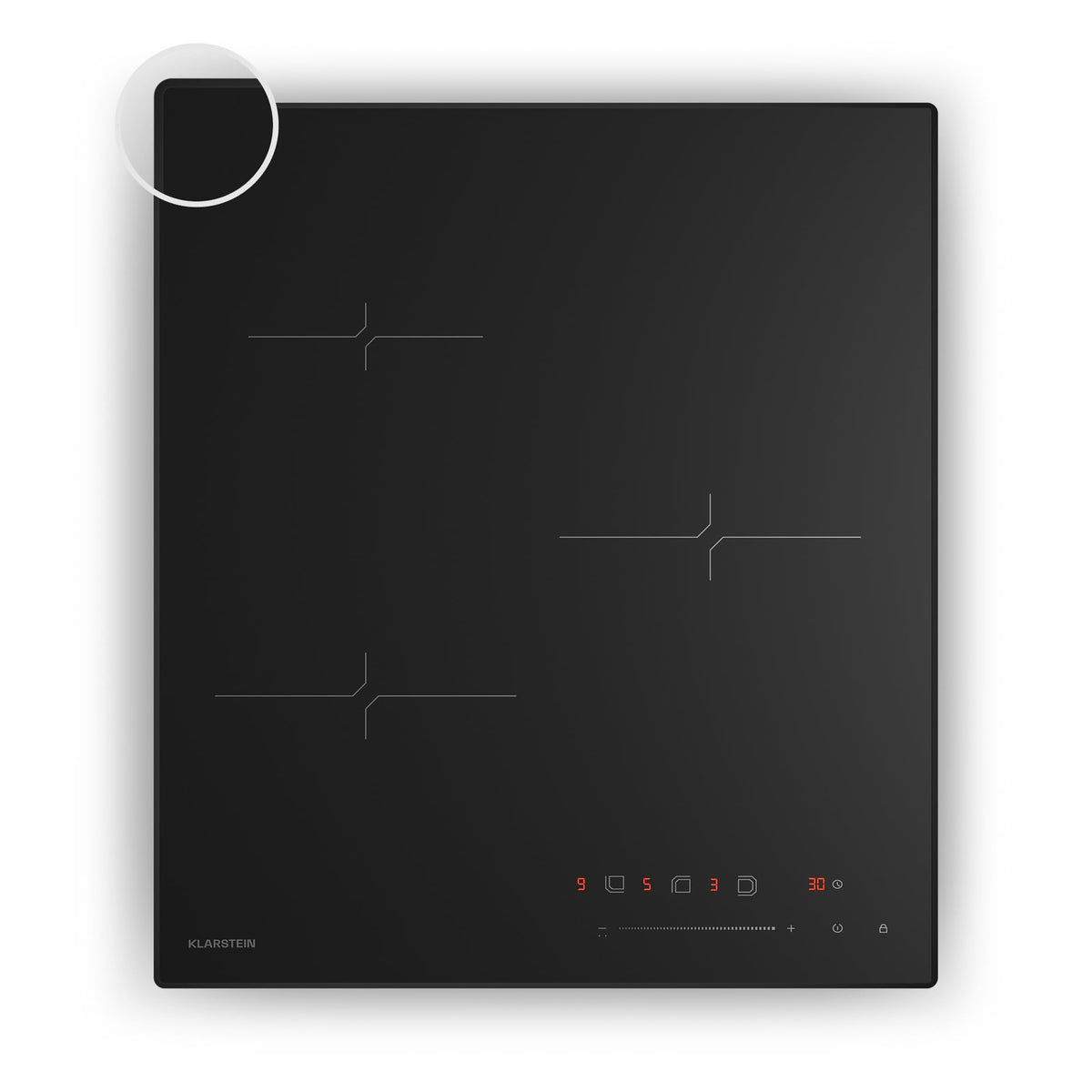 Klarstein Velaire Induction Hob 90 cm – 5 Zone Cooktop 7200W, Touch Slider, 9 Power Levels, 2 Flex Zones, Residual Heat Indicator