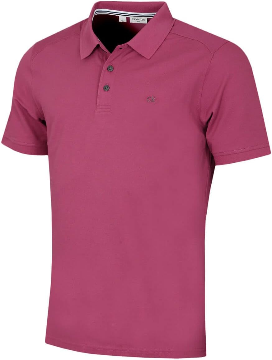 Calvin Klein Mens 2026 Campus 3 Button Ribbed Collar Golf Polo Shirt