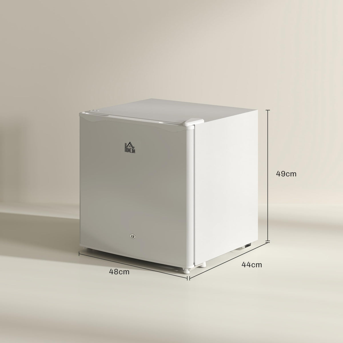 HOMCOM 46L Table Top Mini Fridge with Ice Box, Reversible Door, Cream