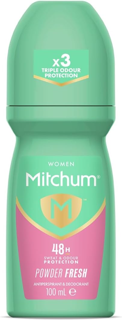 Mitchum Women 48HR Protection Roll-On Deodorant & Antiperspirant (100ml) Powder Fresh, Dermatologist Tested