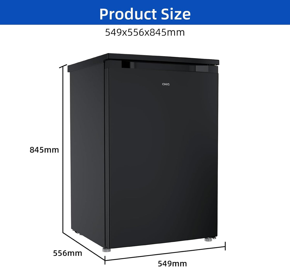 CHiQ 145L Upright Freezer with 4-Star Freezing & Reversible Door Black