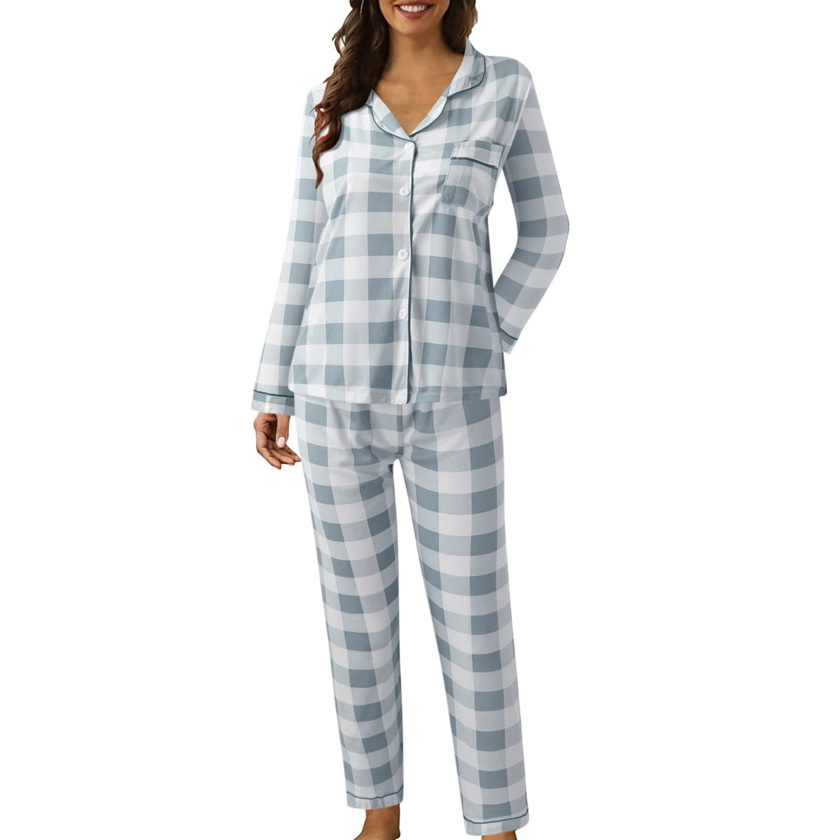 Pyjamas For Womens Women Pyjamas Set Lounge Wear Sets Matching Christmas Pjs Ladies Plus Size Co Ord Sets Autumn Nightwear Wide Leg Trousers Long Sleeve Comfort Nighties Fashion Fall Clothing Outfits