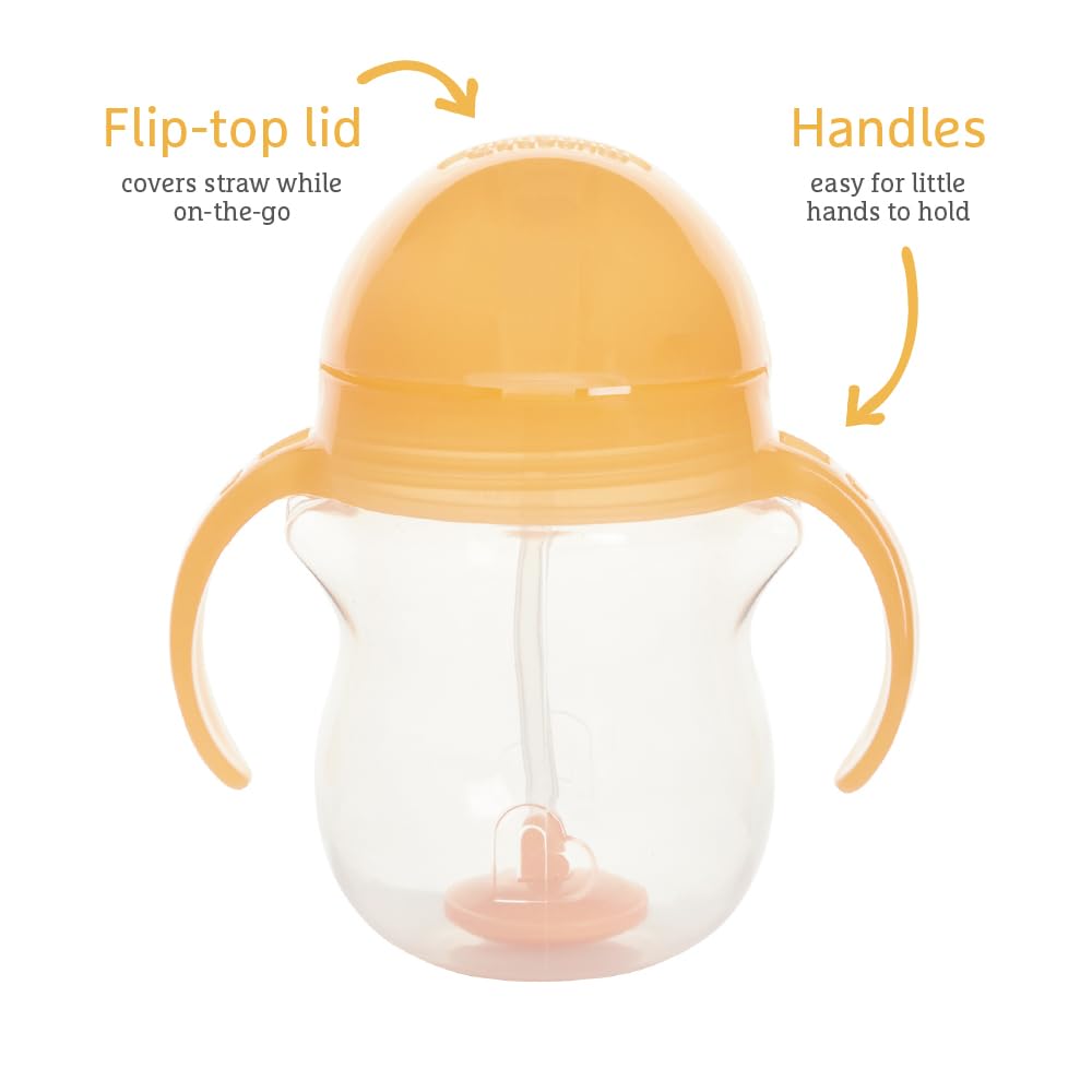 Munchkin Click Lock Tip & Sip Straw Cup Set| Baby & Toddler Sippy Cups with Straw| BPA Free Non Spill Cup| Dishwasher Safe Baby Straw Cup| Weighted Straw Childrens Cups| 7oz/207ml| 2 Pack| Pink/Purple