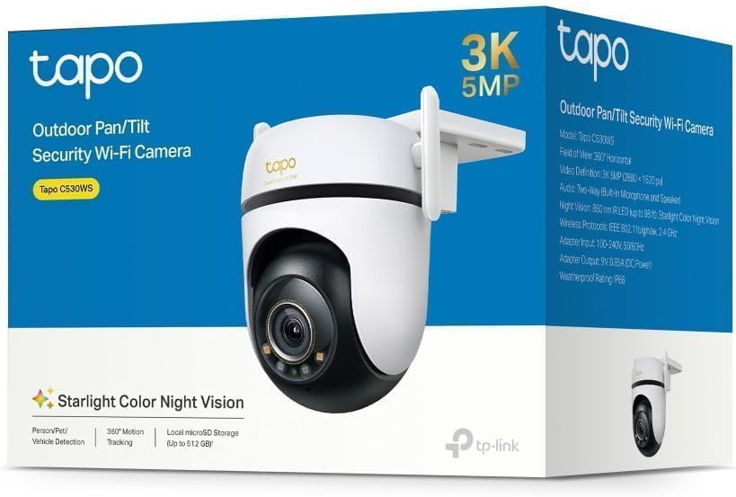 Tapo TP-Link C500 Outdoor Wi-Fi Security Camera, 360° FHD 1080P with Night Vision, Two-Way Audio, Cloud Video Recording, Works with Alexa