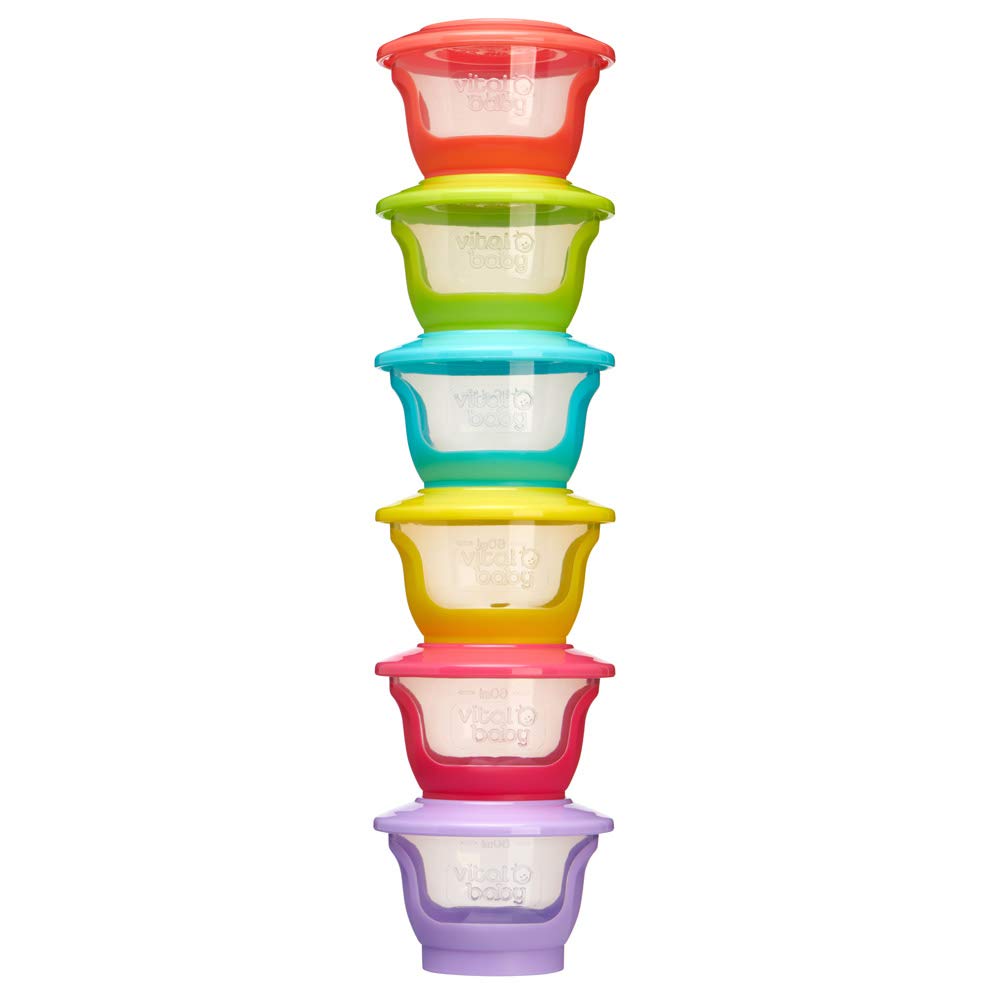 Vital Baby Store & Wean Baby Food Pots 60ml, 6 Pack | Leakproof, Stackable