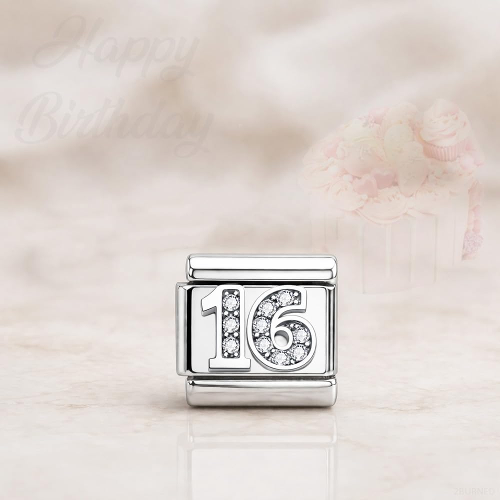Italian Charm Link Number Birthday Milestones fit 9mm bracelet