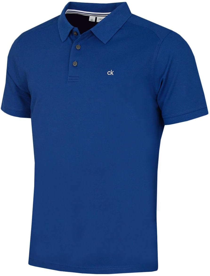 Calvin Klein Mens 2026 Campus 3 Button Ribbed Collar Golf Polo Shirt
