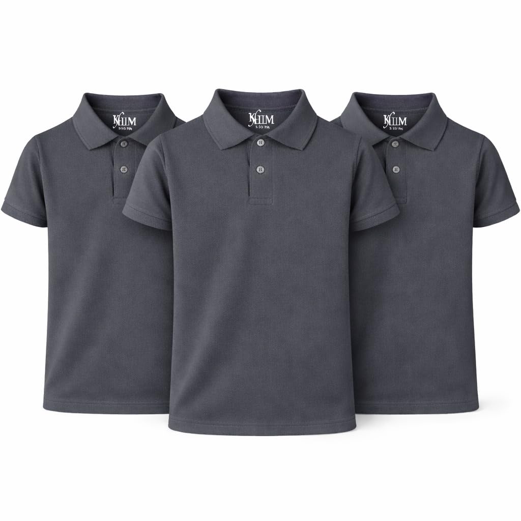 KHIM Unisex Polo Short Sleeve Polycotton Boys Girls School Uniform Plain Half Sleeve Shirts Sports Wear Indoor Outdoor