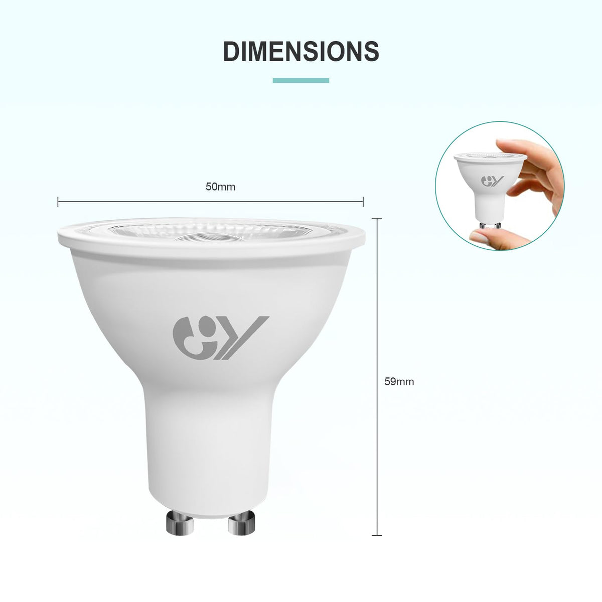 GY GU10 LED Bulb 4.9W 790lm Cool White 6500K Energy Saving LED Bulb, The New UK Energy Efficiency Class B Replaces 80W, 110°Beam Angle Non-Dimmable, 10 Pack