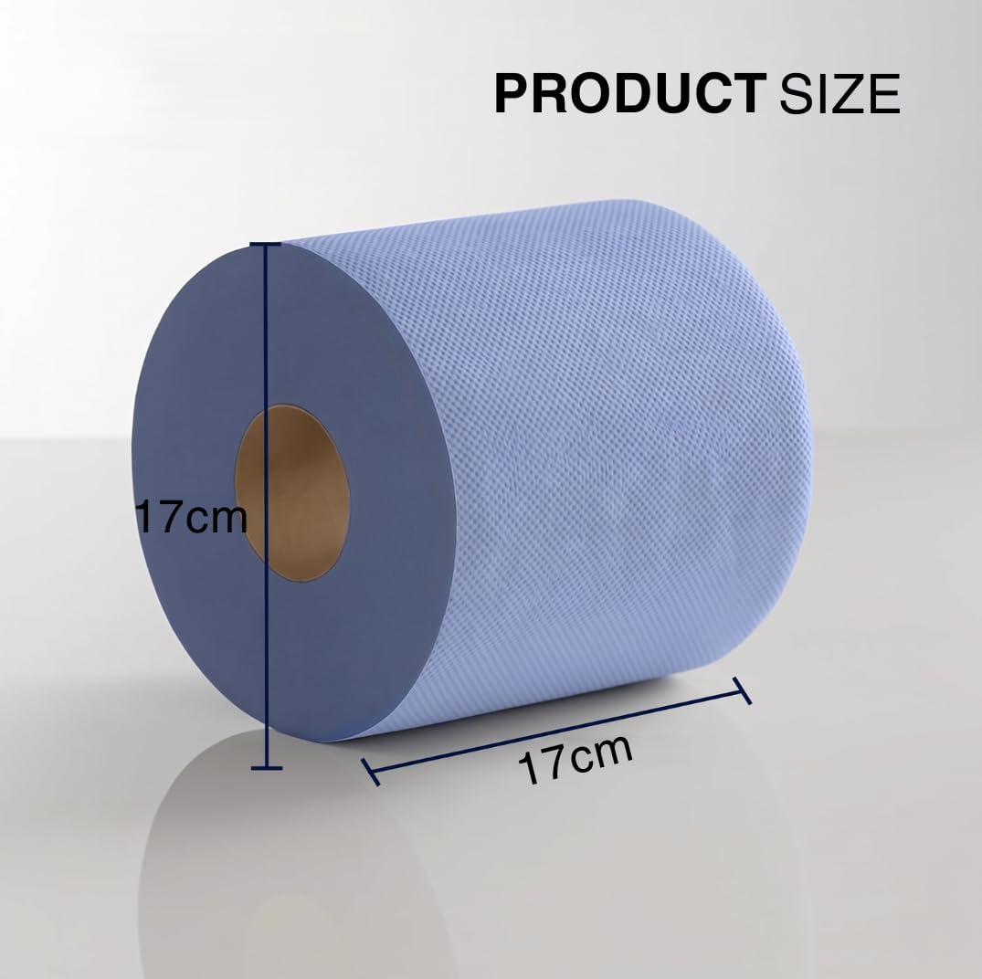 Bargain Factory Blue CENTREFEED Rolls 2 PLY 18 Pack Paper Towels Hand Towel Tissue Premium Quality Wall Mounted Lockable Rolls 100m
