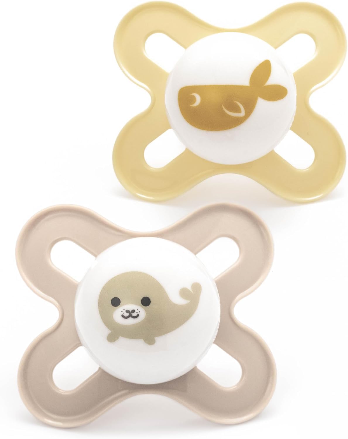 MAM Original Start Dummies, 0-2M, 2 Pack, Orthodontic Design, Cream/Yellow