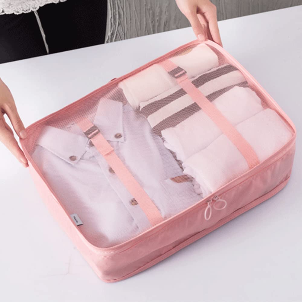 Travel Packing Cubes, Toifucos Multifunction 8pcs/set Luggage Organiser Compression Suitcase Essential Bag, Dark Gray