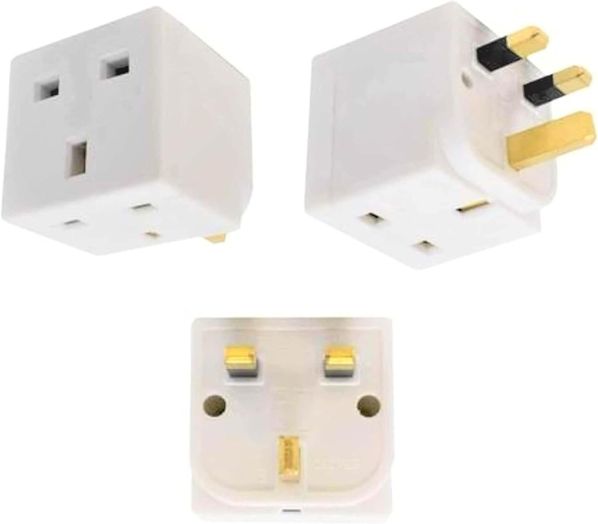 2 Way 3 Pin Power Plug Adaptor Splitter 13A Multi Wall Plug Cube 3 pins Socket Splitter Extension Plug adaptor UK Socket Splitter Block for Kitchen, Home, Office etc (pack of 1)