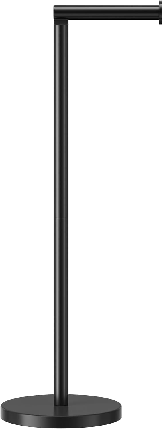 Stainless Steel Free-standing Toilet Roll Holder, Heavey Base,Black